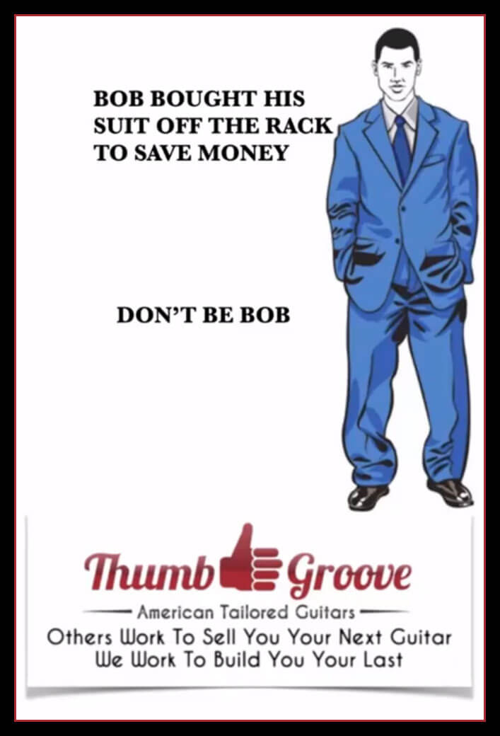 Don't Be Bob Thumb Groove Cartoon - Thumb Groove American Tailored Phantom Profile Guitars