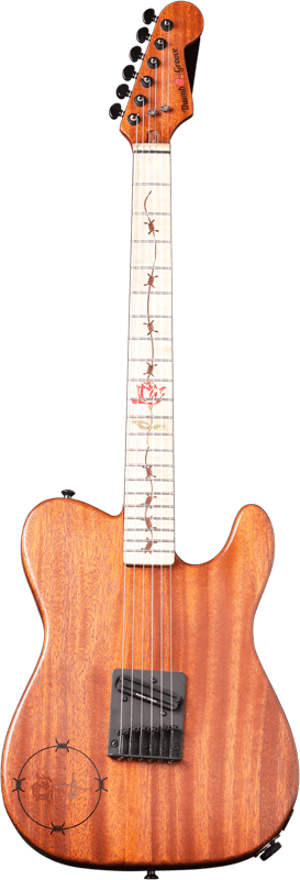This is an image of a guitar with the Phantom Traditional Profile - With Custom Inlays from Thumb Groove American Tailored Phantom Profile Guitars